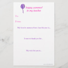 Lámina Nota de agradecimiento al profesor de fin de año