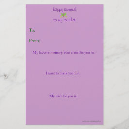 Lámina Nota de agradecimiento al profesor de fin de año