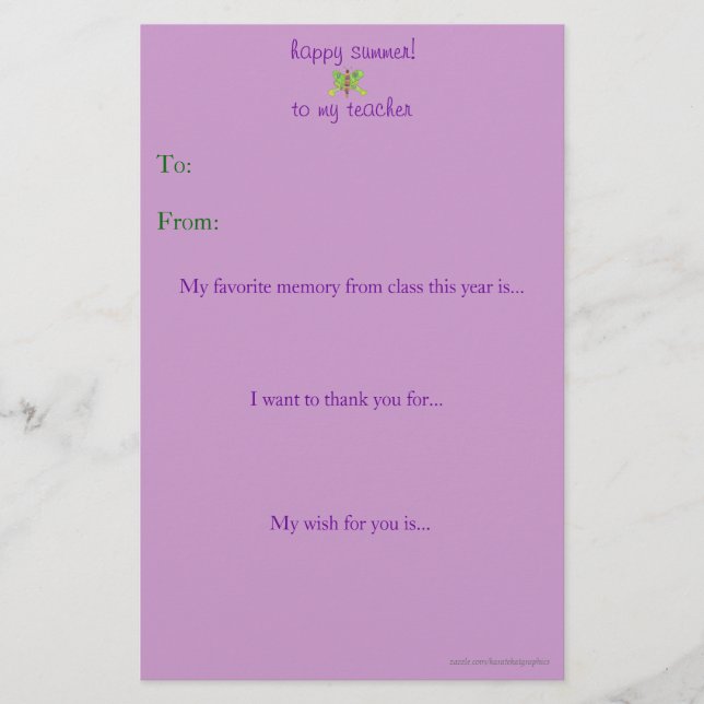 Lámina Nota de agradecimiento al profesor de fin de año (Anverso)