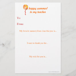 Lámina Nota de agradecimiento al profesor de fin de año