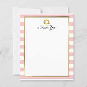 Lámina Nota de agradecimiento de Bat Mitzvah con rayas ro