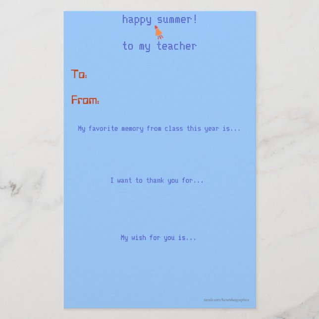 Lámina Nota de agradecimiento de fin de año para el maest (Anverso)