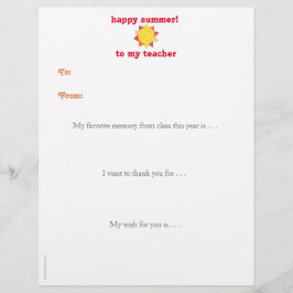 Lámina Nota de agradecimiento personalizada del profesor 