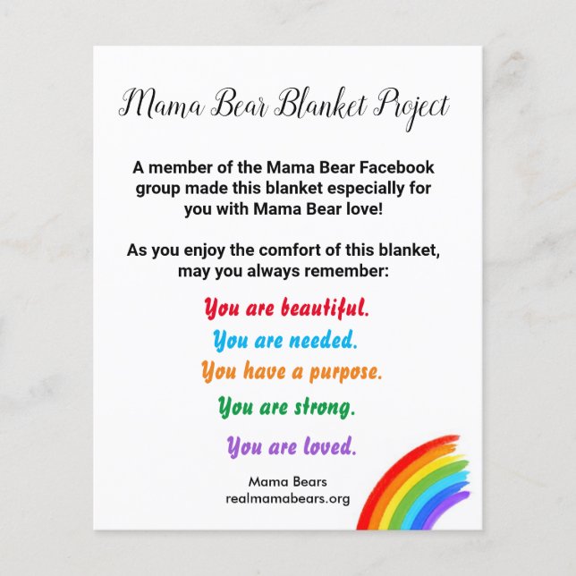 Lámina Nota del proyecto Mama Bear Blanket (Anverso)
