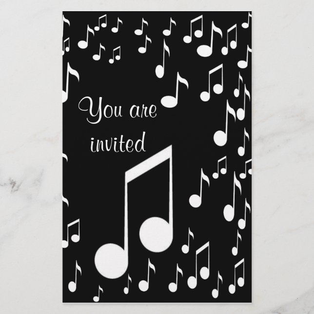 Lámina Notas musicales Invitaciones_ Stationery (Anverso)