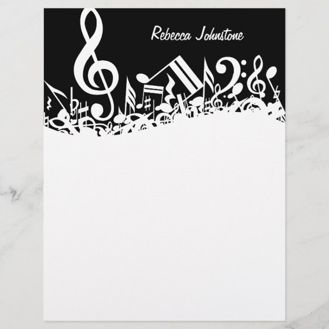 Lámina Notas musicales jumbleadas de blanco personalizada (Anverso)