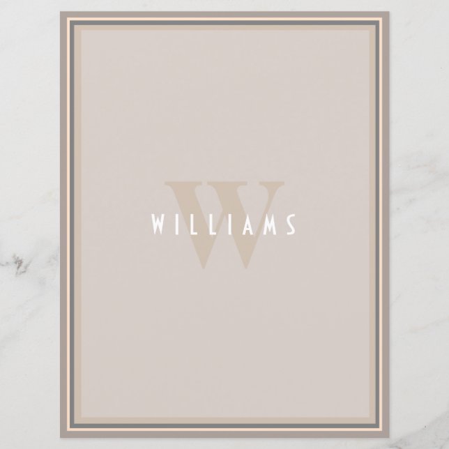 Lámina Notepad monograma clásico elegante de la familia (Anverso)