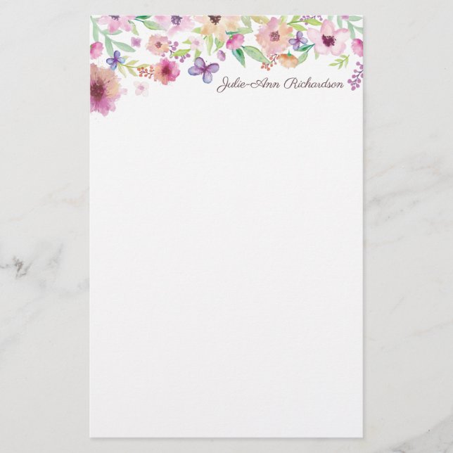 Lámina Notepaper floral personalizado (Anverso)