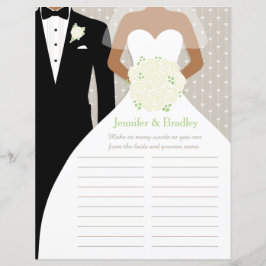 Lámina Novia Bridal Shower Word Juego de palabras vestido