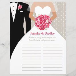 Lámina Novia Bridal Shower Word Juego de palabras vestido