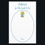 Lámina Novia Girasol Encantadora consejos<br><div class="desc">Con una bonita ilustración de girasoles azules y amarillos,  estas tarjetas de consejos para la novia presentan un hermoso texto azul dentro de un marco circular azul y blanco. Utilice las plantillas para personalizar fácilmente. ¡Pida la suya hoy mismo!

Diseño de Invitación: WeddingsbyRhoadie
Arte floral: AMBillustrations 
http://www.etsy.com/shop/AMBillustrations/</div>