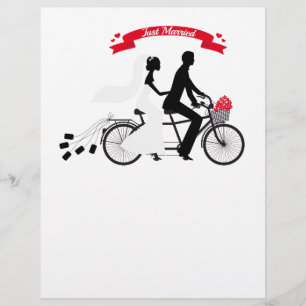 Lámina Novia recién casada y novio en bicicleta tándem