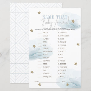 Lámina Nube 9 estrellas Blue Name the Baby Animal Game