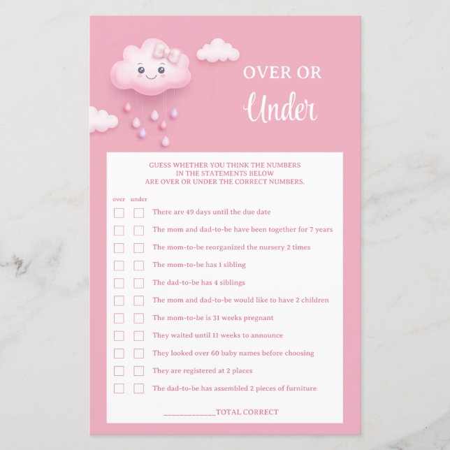 Lámina Nube rosa pastel 9 sobre o debajo del juego del be (Anverso)