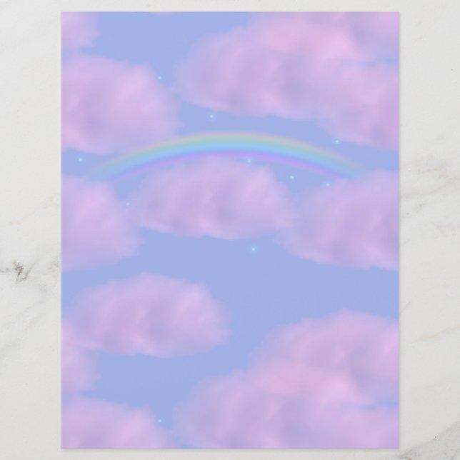 Lámina Nubes rosas y papel de cuadernillo arcoiris (Anverso)