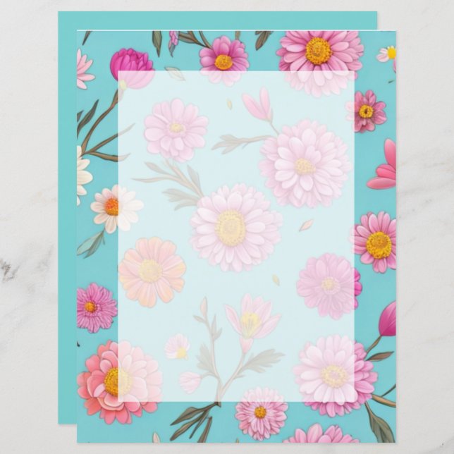 Lámina Núcleo de la cabaña Flores blancas florales (Anverso / Reverso)