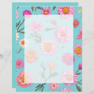 Lámina Núcleo de la cabaña Flores blancas florales