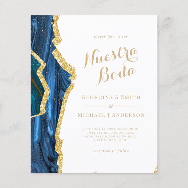 Lámina Nuestra Boda AGATE Gold Spanish Wedding INVITE (Anverso)