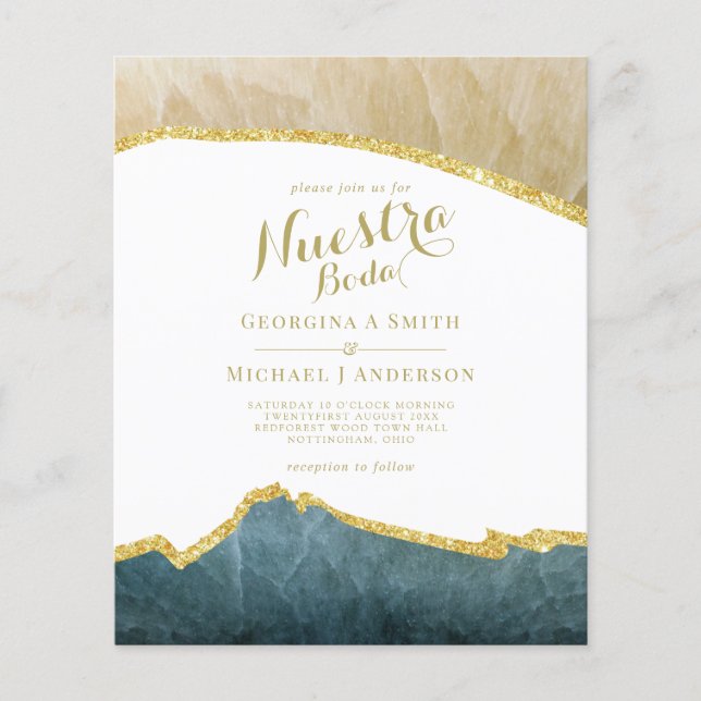 Lámina Nuestra Boda AGATE Gold Spanish Wedding INVITE (Anverso)