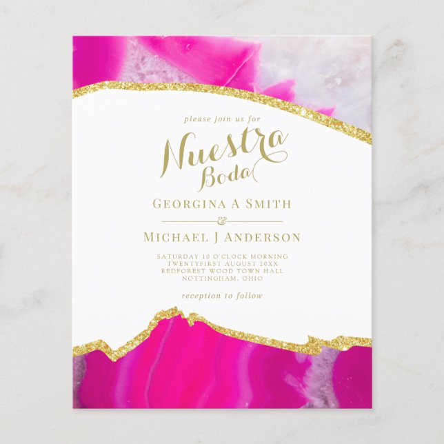 Lámina Nuestra Boda AGATE Gold Spanish Wedding INVITE (Anverso)
