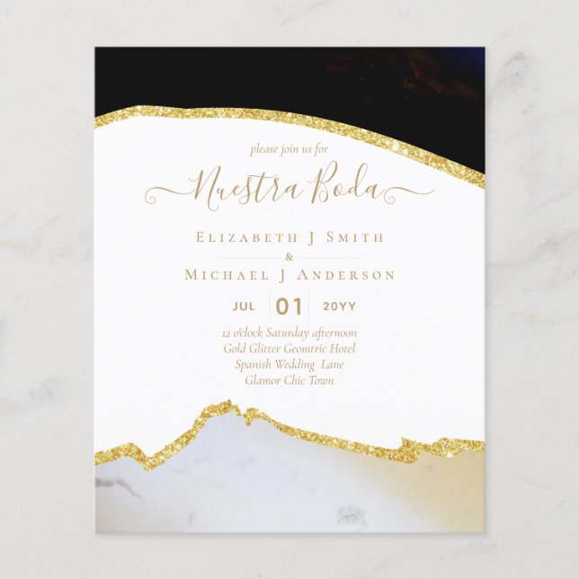 Lámina Nuestra Boda AGATE Gold Spanish Wedding INVITE (Anverso)