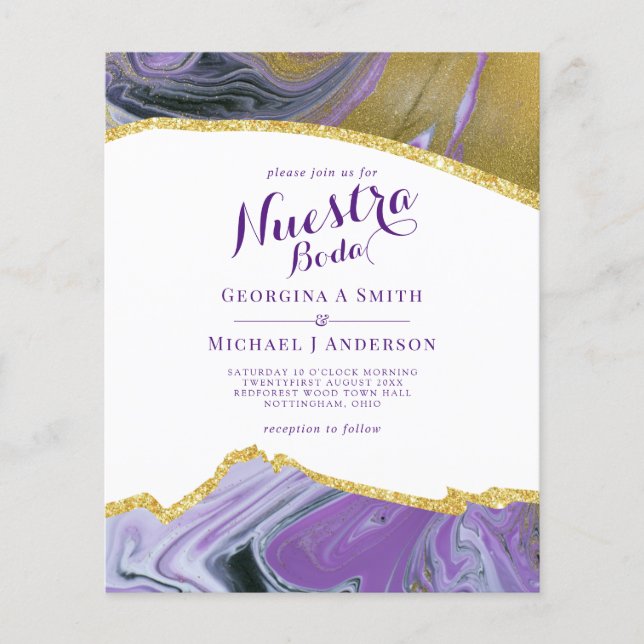 Lámina Nuestra Boda AGATE Gold Spanish Wedding INVITE (Anverso)