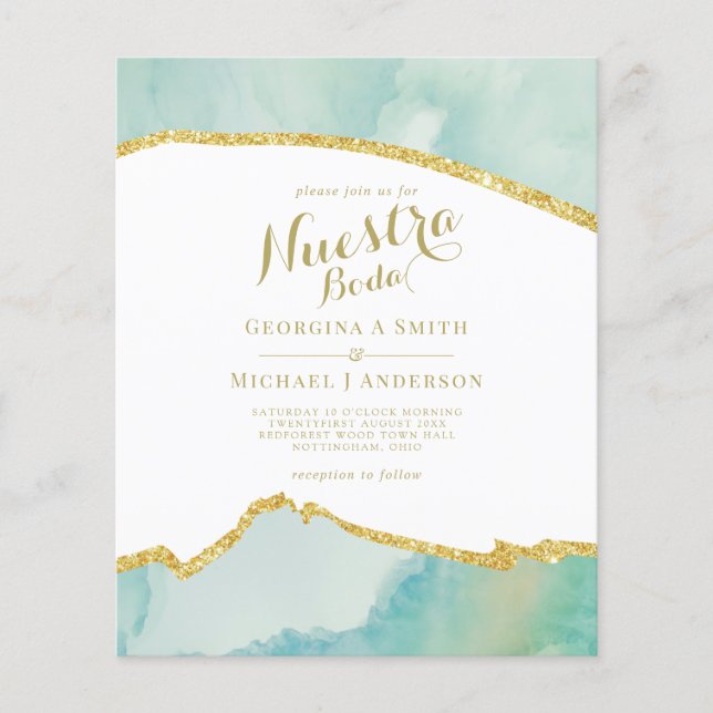 Lámina Nuestra Boda AGATE Gold Spanish Wedding INVITE (Anverso)