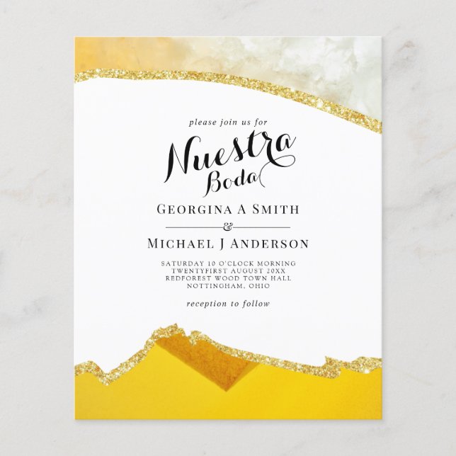 Lámina Nuestra Boda AGATE Gold Spanish Wedding INVITE (Anverso)