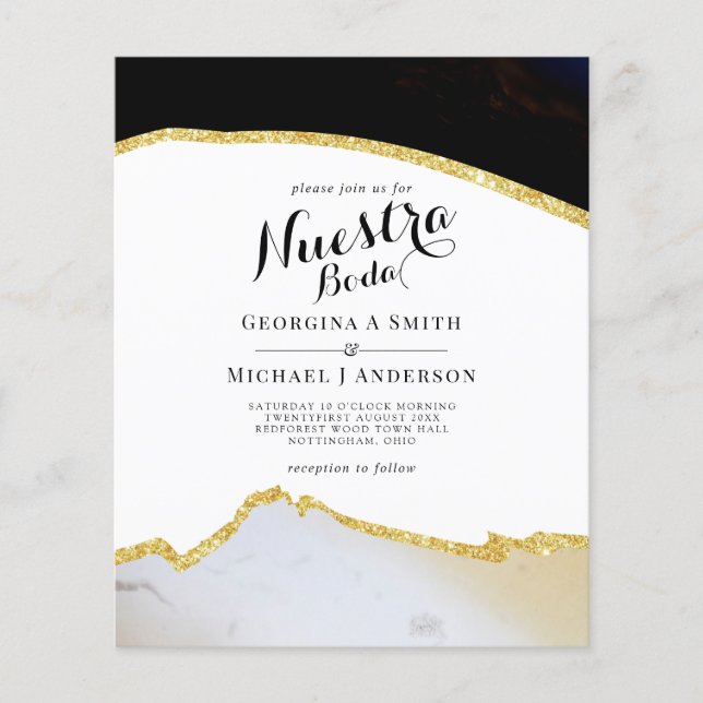 Lámina Nuestra Boda AGATE Gold Spanish Wedding INVITE (Anverso)