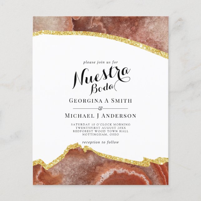 Lámina Nuestra Boda AGATE Gold Spanish Wedding INVITE (Anverso)