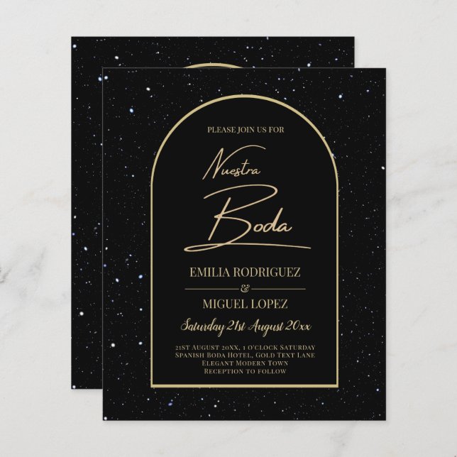 Lámina NUESTRA BODA BLACK GOLD Starry Night INVITE (Anverso / Reverso)