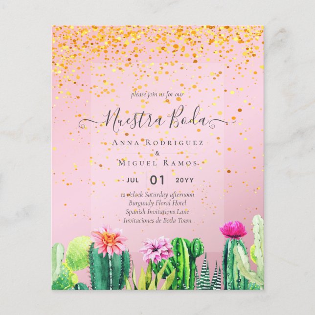 Lámina Nuestra Boda CACTI Fiesta España Wedding INVITE (Anverso)