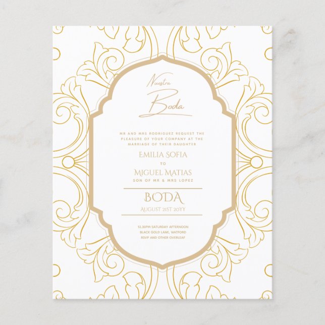 Lámina Nuestra Boda GOLD Frame España Wedding INVITE (Anverso)