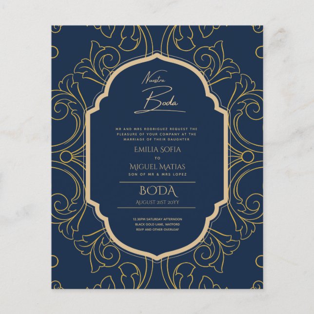 Lámina Nuestra Boda GOLD Frame España Wedding INVITE (Anverso)