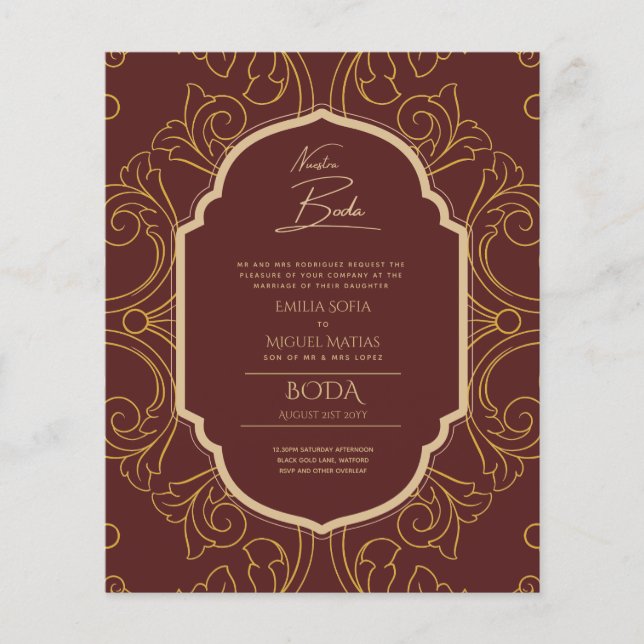 Lámina Nuestra Boda GOLD Frame España Wedding INVITE (Anverso)