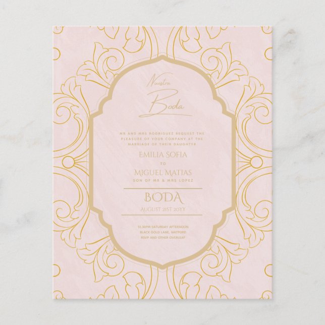 Lámina Nuestra Boda GOLD Frame España Wedding INVITE (Anverso)