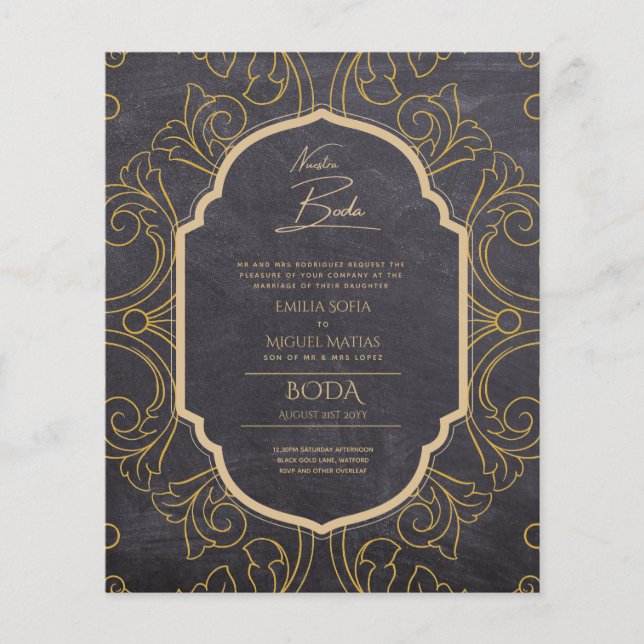 Lámina Nuestra Boda GOLD Frame España Wedding INVITE (Anverso)