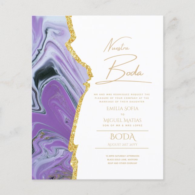 Lámina Nuestra Boda Gold Text AGATE Wedding INVITE (Anverso)