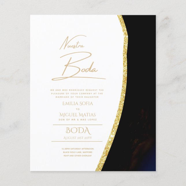 Lámina Nuestra Boda Gold Text AGATE Wedding INVITE (Anverso)