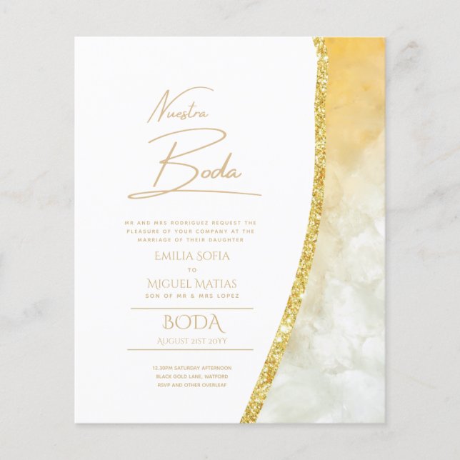 Lámina Nuestra Boda Gold Text AGATE Wedding INVITE (Anverso)