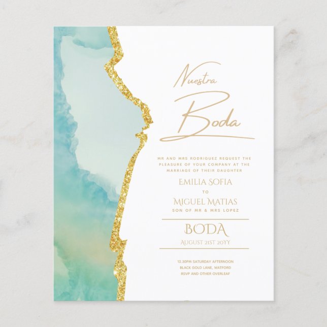Lámina Nuestra Boda Gold Text AGATE Wedding INVITE (Anverso)