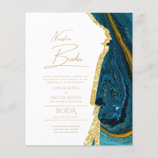 Lámina Nuestra Boda Gold Text AGATE Wedding INVITE (Anverso)