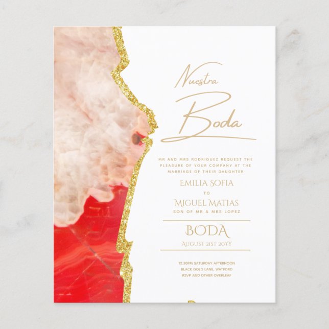Lámina Nuestra Boda Gold Text AGATE Wedding INVITE (Anverso)