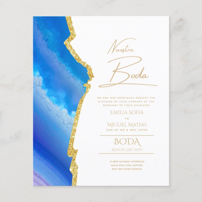 Lámina Nuestra Boda Gold Text AGATE Wedding INVITE (Anverso)