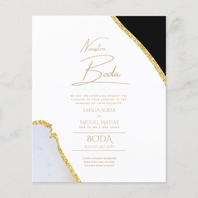 Lámina Nuestra Boda Gold Text AGATE Wedding INVITE (Anverso)
