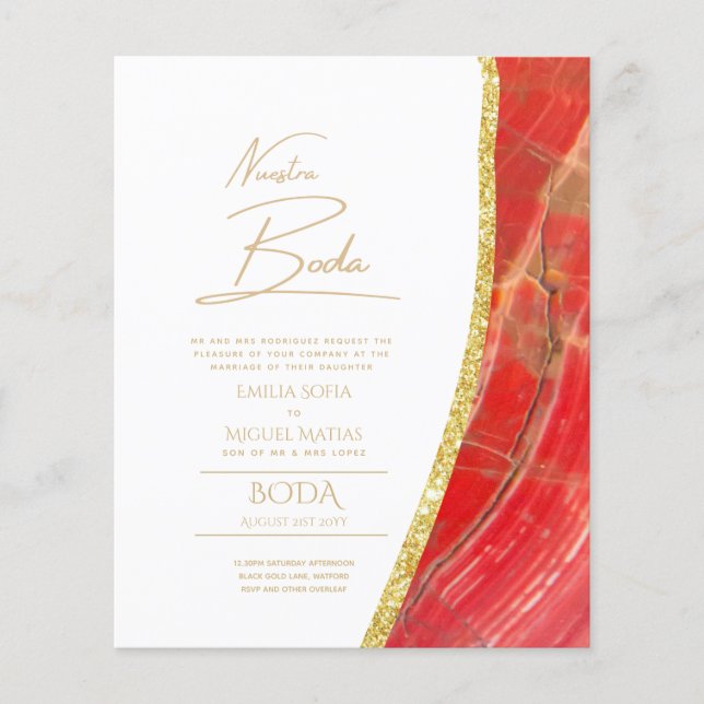 Lámina Nuestra Boda Gold Text AGATE Wedding INVITE (Anverso)