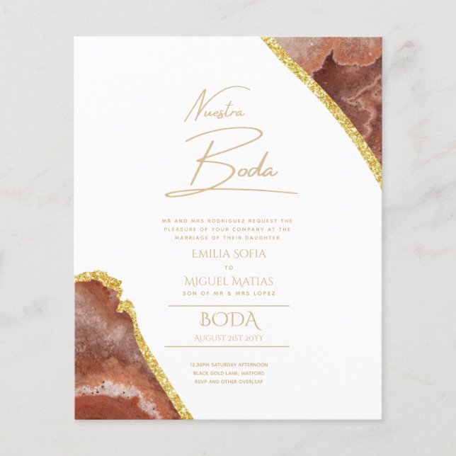 Lámina Nuestra Boda Gold Text AGATE Wedding INVITE (Anverso)
