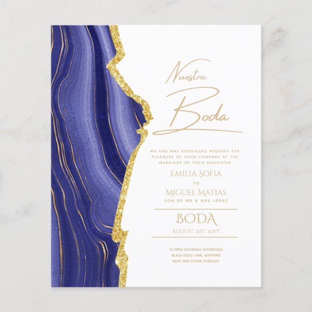 Lámina Nuestra Boda Gold Text AGATE Wedding INVITE (Anverso)