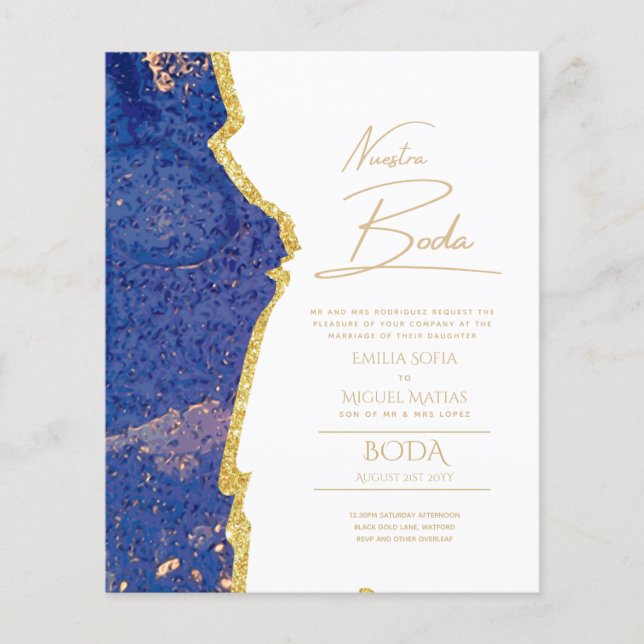 Lámina Nuestra Boda Gold Text AGATE Wedding INVITE (Anverso)