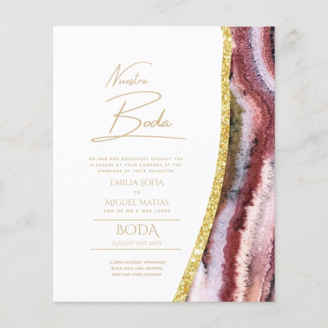 Lámina Nuestra Boda Gold Text AGATE Wedding INVITE (Anverso)